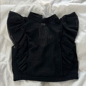 Anthropologie Black Textured Crop Top